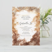 錆トーン抽象芸術水カラーブライダルシャワー 招待状 (スタンド正面)