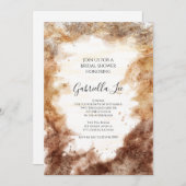 錆トーン抽象芸術水カラーブライダルシャワー 招待状 (正面/裏面)
