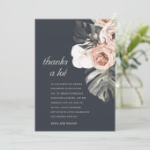 錆ネイビーモンステラ水彩フローラ結婚ズ サンキューカード (スタンド正面)