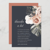 錆ネイビーモンステラ水彩フローラ結婚ズ サンキューカード (正面/裏面)