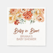 錆ベージュフローラ男女兼用ベビーシャワー スタンダードカクテルナプキン (正面)