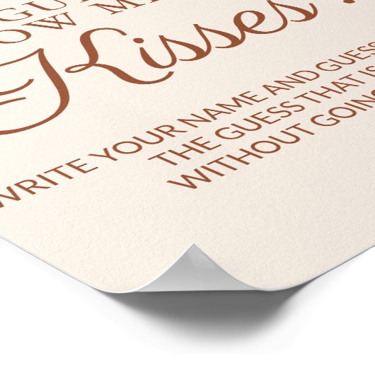 錆ベージュブライダルシャワー推測キスゲーム ポスター (角)