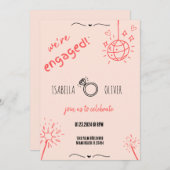 錆モダン手引き婚約パーティ招待状 招待状 (正面/裏面)