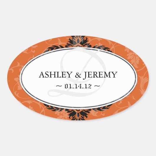 錆結婚式の引き出物ステッカー 楕円形シール (正面)
