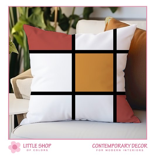 錆金ゴールドモンドリアンスタイル装飾用クッション クッション