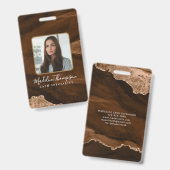 錆金ゴールド瑪瑙マーブルビジネス会社ID バッジ (正面＆裏面)