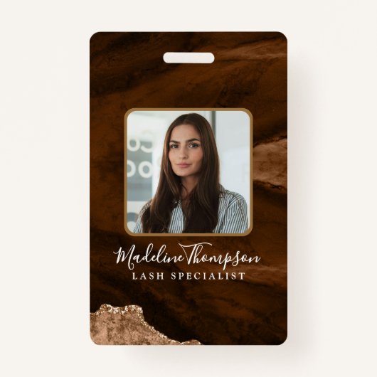 錆金ゴールド瑪瑙マーブルビジネス会社ID バッジ (正面)