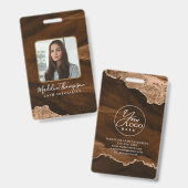 錆金ゴールド瑪瑙マーブルビジネス会社ID バッジ (正面＆裏面)