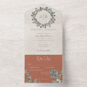 錆&グリーンユーカリモダンQRコード オールインワン招待状 (内側)