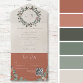 錆&グリーンユーカリモダンQRコード オールインワン招待状