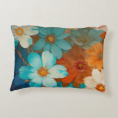 錆、ピンク、ターコイズフローラ アクセントクッション (裏面)