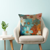 錆、ピンク、ターコイズフローラ クッション (椅子)