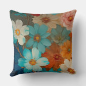 錆、ピンク、ターコイズフローラ クッション (裏面)