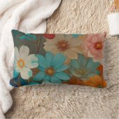 錆、ピンク、ターコイズフローラ ランバークッション (ブランケット)
