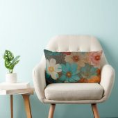 錆、ピンク、ターコイズフローラ ランバークッション (椅子)