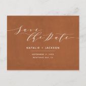 錆+白エレガントな結婚式の日付を保存 ポストカード (正面)