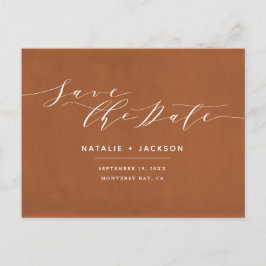 錆+白エレガントな結婚式の日付を保存 ポストカード