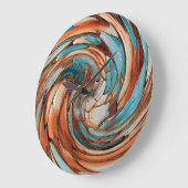 錆Nの青い抽象美術の柱時計 ラージ壁時計 (傾斜)