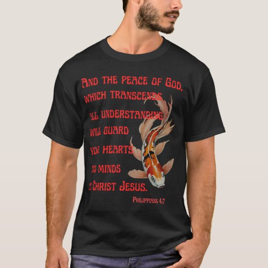 錦鯉と聖書の一節 Tシャツ (正面)