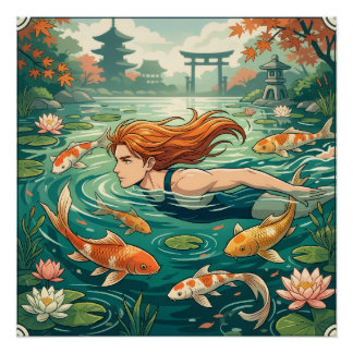 錦鯉の池のスイマー ポスター