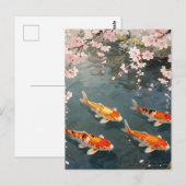 錦鯉の池 桜の静寂 ポストカード (正面/裏面)