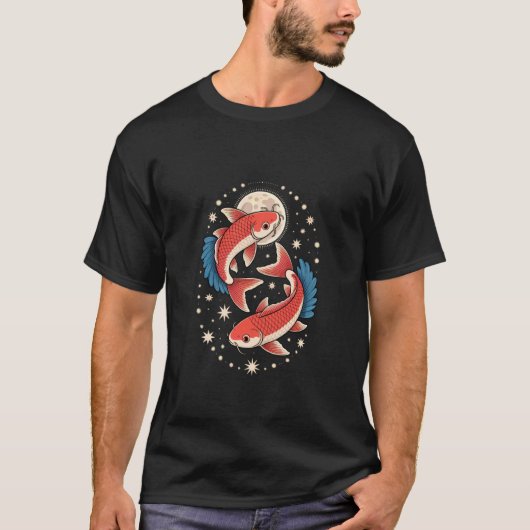 錦鯉 日本 アジア 鯉 Tシャツ (正面)