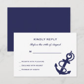 錨とロープの結婚式招待状 出欠カード (正面/裏面)