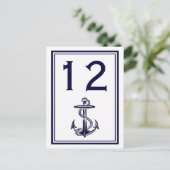 錨のネイビーブルーフレームの2ヴァリアブルテーブルナンバー ポストカード (スタンド正面)