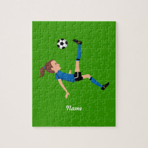 錫が付いている女の子のサッカーの選手のパズル ジグソーパズル