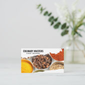 錫の容器の香辛料とハーブ 名刺 (スタンド正面)