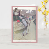 錫の木こりはバラを摘み取ります カード (黄色い花)