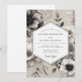 錫色エレガントブームウェディング 招待状 (正面/裏面)