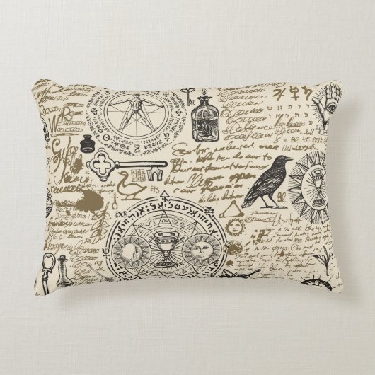  錬金術のテーマの継ぎ目のないヴィンテージ アクセントクッション (正面)