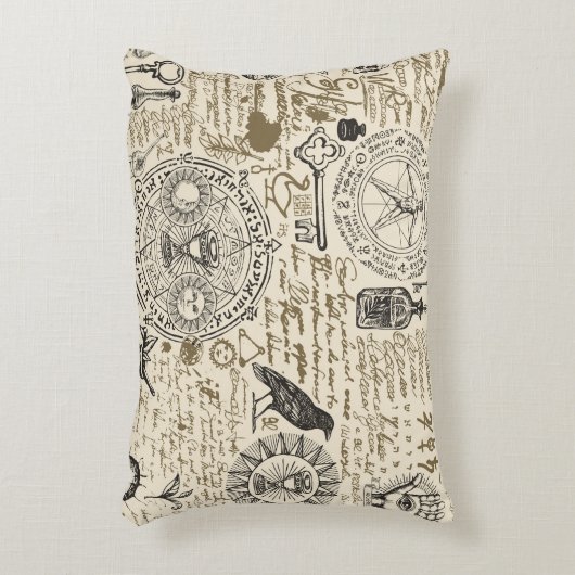 錬金術のテーマの継ぎ目のないヴィンテージ アクセントクッション (正面(垂直))