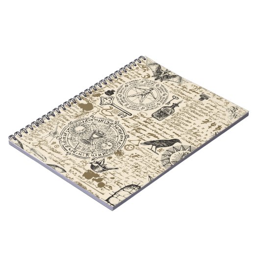  錬金術のテーマの継ぎ目のないヴィンテージ ノートブック (左側)