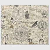 錬金術のテーマの継ぎ目のないヴィンテージ ラッピングペーパー (フラット)