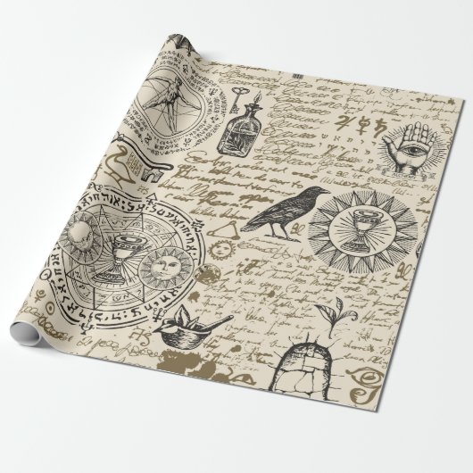 錬金術のテーマの継ぎ目のないヴィンテージ ラッピングペーパー (アンロールド)