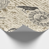 錬金術のテーマの継ぎ目のないヴィンテージ ラッピングペーパー (角)