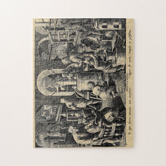 錬金術の実験室のセピア色の蒸留 ジグソーパズル (縦)