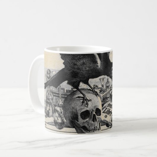 錬金術の実験室のワタリガラスおよび人間のスカル コーヒーマグカップ (正面左)