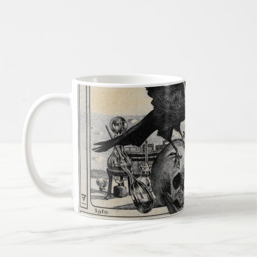 錬金術の実験室のワタリガラスおよび人間のスカル コーヒーマグカップ (左)