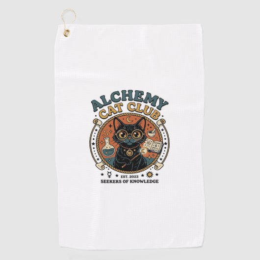 錬金術の猫 ネコ好きへのギフト - Alchemy Cat Club_1 ゴルフタオル (正面)