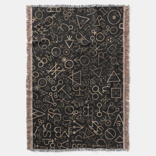 錬金術の記号の占星術のな記号パターン#2 スローブランケット (正面縦)