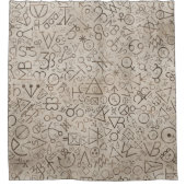 錬金術の記号-占星術のな記号パターン#1 シャワーカーテン (正面)