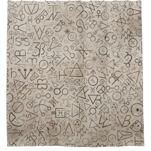 錬金術の記号-占星術のな記号パターン#1 シャワーカーテン (正面)