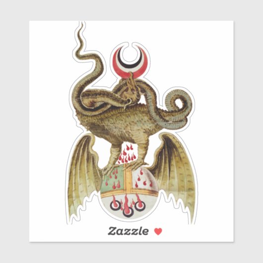 錬金術ドラゴンヴィンテージイラストレーションビニールステッカー シール (シート)