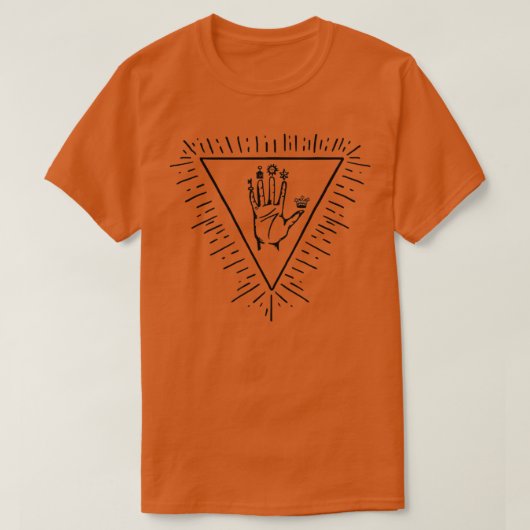 錬金術師の哲学のグラフィックシンボルの手 Tシャツ (デザイン正面)
