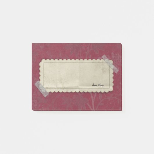 録音されたラベルが付いているBurgandyの赤い花 ポストイット (正面)