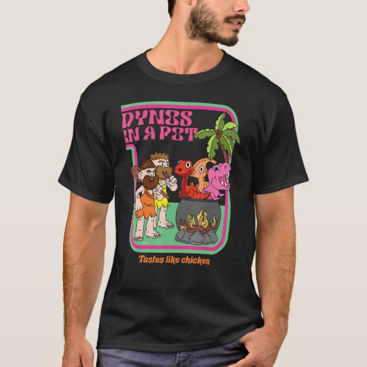 鍋の中の恐竜 チキン味の恐竜 Tシャツ (正面)