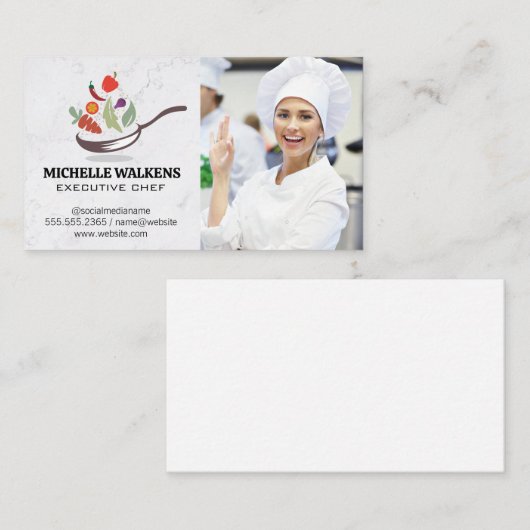 鍋ひっくり返し食べ物 |キッチンのシェフ 名刺 (正面/裏面)